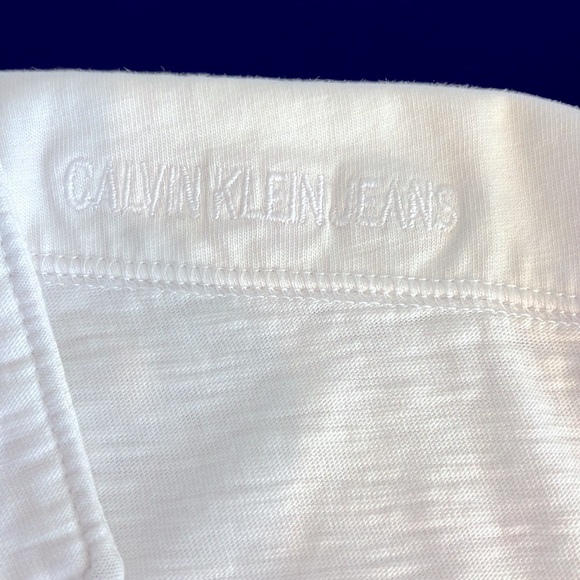 Calvin Klein Jeans Men’s 100%Cotton polo Tshirt, white, short sleeve, size L - Picture 5 of 11